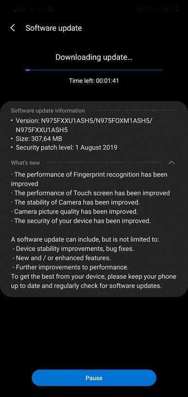 Samsung Galaxy Note10 update