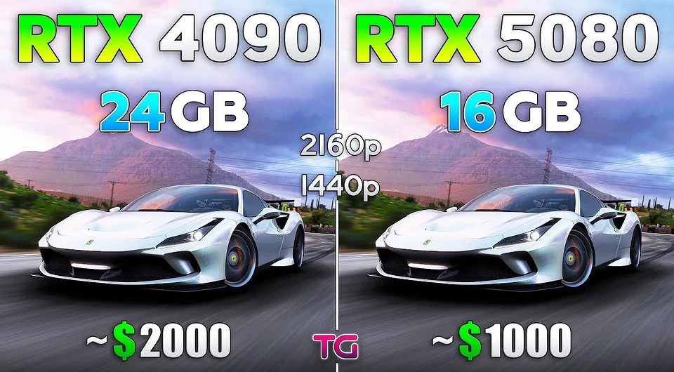 RTX 5080 порівняли з RTX 4090